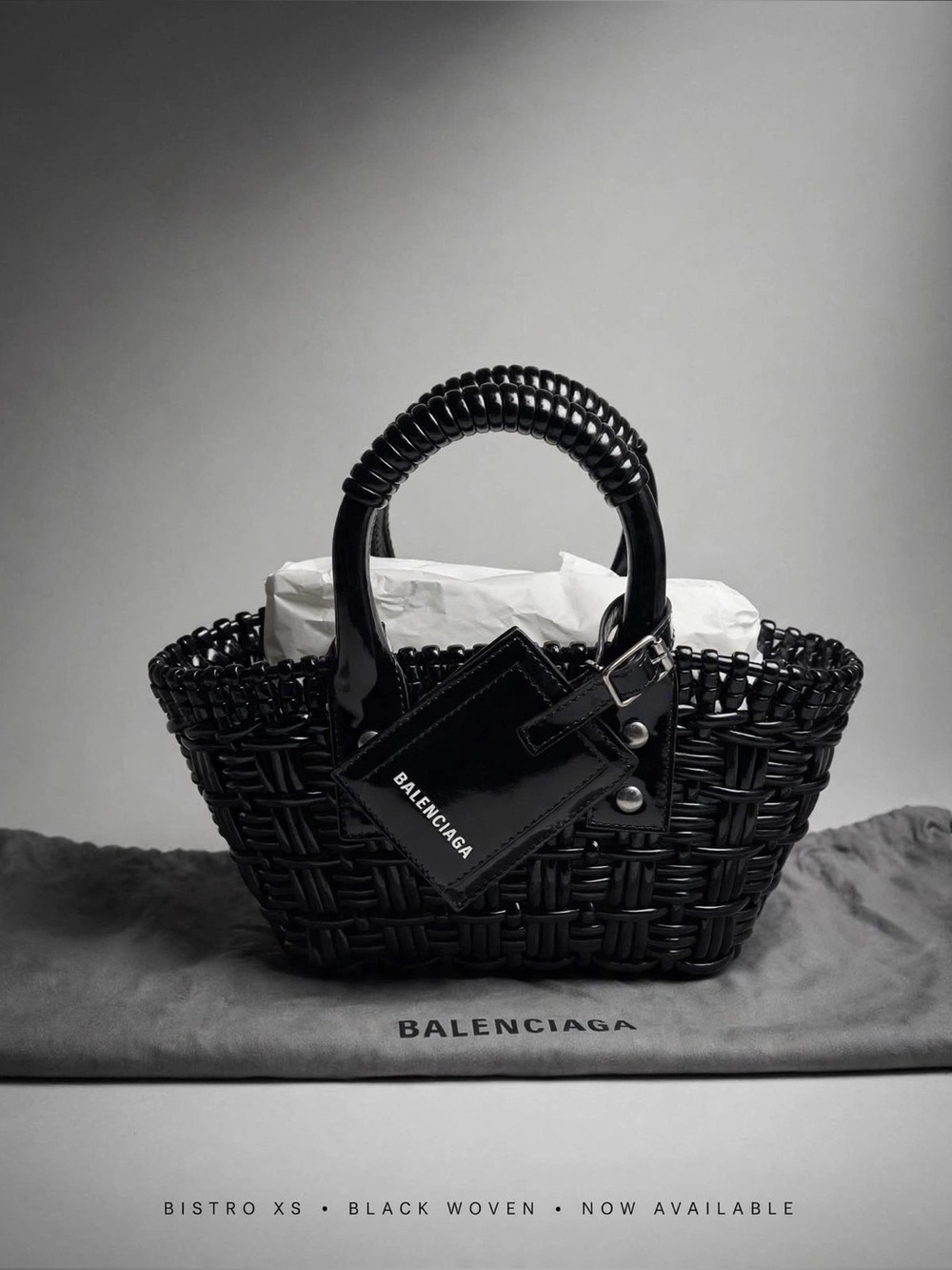 Balenciaga Black Woven Bistro XS Bag
